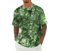 Camiseta Informal Manga Corta Hombre Estampado Estelar diseño Tie-Dye Cuello cómoda versátil Moderna Ligera Juvenil Atractiva Ideal para Uso Diario Casuales (Green, L)