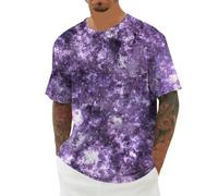 Camiseta Informal Manga Corta Hombre Estampado Estelar diseño Tie-Dye Cuello cómoda versátil Moderna Ligera Juvenil Atractiva Ideal para Uso Diario Casuales (Purple1, M)