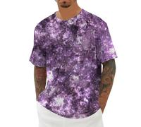 Camiseta Informal Manga Corta Hombre Estampado Estelar diseño Tie-Dye Cuello cómoda versátil Moderna Ligera Juvenil Atractiva Ideal para Uso Diario Casuales (Purple3, M)