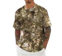 Camiseta Informal Manga Corta Hombre Estampado Estelar diseño Tie-Dye Cuello cómoda versátil Moderna Ligera Juvenil Atractiva Ideal para Uso Diario Casuales (Gold, XL)