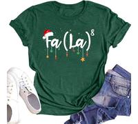 Camiseta informal para mujer con cuello redondo y estampado de árbol de Navidad para ocasiones festivas, verde, XL