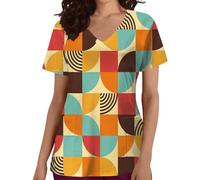 Camiseta informal para mujer de manga corta con bolsillo con cuello en V para lactancia Top deportivo Mujer suelta, café, L