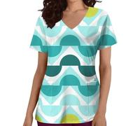 Camiseta informal para mujer de manga corta con bolsillo con cuello en V para lactancia Top deportivo Mujer suelta, verde menta, S