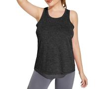 Camiseta informal sin espalda para mujer, cuello redondo, tejido suave y elástico, cómodo para uso diario, perfecto para actividades deportivas de vacaciones, Negro , XL