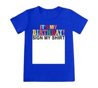 Camiseta Informal y cómoda de Verano para niños y niñas, Ideal para Fiestas de cumpleaños, para familias y para Uso Informal, de Manga Corta y Cuello Redondo. (Blue, 6-7 Years)