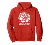 Camiseta Inglesa de Rugby con Forma de Rosa Blanca y roja, Bandera de Inglaterra Sudadera con Capucha, Unisex para Adultos, Rojo, L