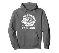 Camiseta Inglesa de Rugby con Forma de Rosa Blanca y roja, Bandera de Inglaterra Sudadera con Capucha, Unisex para Adultos, Asfalto, XXL