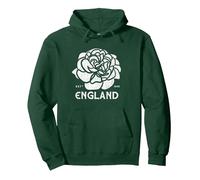Camiseta Inglesa de Rugby con Forma de Rosa Blanca y roja, Bandera de Inglaterra Sudadera con Capucha, Unisex para Adultos, Verde Bosque, XL