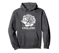 Camiseta Inglesa de Rugby con Forma de Rosa Blanca y roja, Bandera de Inglaterra Sudadera con Capucha, Unisex para Adultos, Jaspeado Oscuro, L