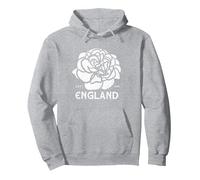 Camiseta Inglesa de Rugby con Forma de Rosa Blanca y roja, Bandera de Inglaterra Sudadera con Capucha, Unisex para Adultos, Gris Jaspeado, L