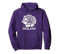 Camiseta Inglesa de Rugby con Forma de Rosa Blanca y roja, Bandera de Inglaterra Sudadera con Capucha, Unisex para Adultos, Morado, XL