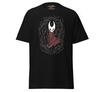 Camiseta inspirada en la canción de seda Hollow Knight - Obra de arte hecha por fanáticos con llamas oscuras con capa roja - Camiseta unisex de algodón para gamer para uso casual y estilo urbano