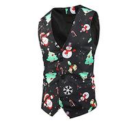 Camiseta interior cálida para hombre, blusa térmica 2025, traje casual para invierno, otoño y chalecos estampados de un solo botonadura, chaleco de Navidad para hombre, camisetas sin mangas para el