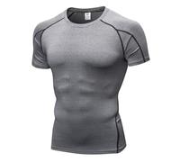 Camiseta Interior de Ciclismo Camiseta de Manga Corta Secado rápido for Entrenamiento en Gimnasio, Capa Base, for Correr, Baloncesto, Mallas Deportivas atléticas(Grey,XXL)