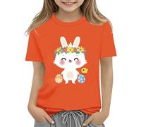 Camiseta interior de manga larga para niños con huevos coloridos y diseño floral, camiseta suave para niñas, cómoda y elegante, 140, naranja, 2-3 años