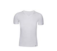 Camiseta Interior Hombre de Manga Corta con Cuello Pico -ZD -Algodón Egipcio- Talla S/M - Color Blanco