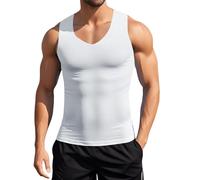 Camiseta interior para hombre, camiseta sin mangas, camiseta sin mangas, camiseta de tirantes para hombre, camiseta de compresión para deporte, camisetas de algodón, Blanco, XXL