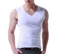 Camiseta interior para hombre, sin mangas, con cuello de pico, de verano, seda de hielo, delgada, sin mangas, camiseta interior para hombre, camiseta muscular, camiseta básica, color negro, blanco,