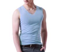Camiseta interior para hombre, sin mangas, con cuello de pico, de verano, seda de hielo, delgada, sin mangas, camiseta interior para hombre, camiseta muscular, camiseta básica, color negro, blanco,