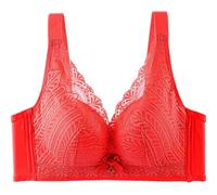Camiseta interior V de látex de Tailandia, Sujetador Sexy, Suave, elástico, Tetas, Pequeño sujetador fruncido, ropa interior de Encaje Suave para la Piel Camiseta sin mangas Blanco Sexy, rojo, 44