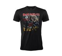 Camiseta Iron Maiden Number of The Beast. Oficial Rock Negra. Banda de Metal Pesado. Algodón. Unisex. Adulto Niño. (L)