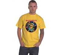Camiseta Iron Maiden World Piece Tour Circle Band Logo Oficial Unisex Amarillo, amarillo, M
