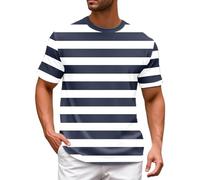 Camiseta italiana para hombre con diseño de rayas azul marino y marinero para hombre, informal, holgada, cómoda, moderna, verano, playa, encaje, color rojo, marine, 3XL