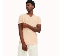 JACK & JONES Camiseta básica de Hombre Cuello en V, Manga Corta, de algodón, con Botones JJESPLIT, Color:Naranja, Size:L