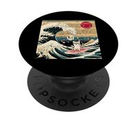 Camiseta Japonesa Bruh Great Wave Cat Japón Retro PopSockets PopGrip Adhesivo
