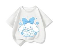Camiseta Japonesa de algodón para niñas de Manga Corta, Ropa de Verano para niñas, Camiseta de Cien Modelos,Blanca,110cm