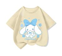 Camiseta Japonesa de algodón para niñas de Manga Corta, Ropa de Verano para niñas, Camiseta de Cien Modelos,Flesh,150cm