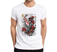 Camiseta japonesa de la pagoda Koi Templo Japón Y2K para hombre, Blanco, 3XL