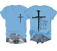 Camiseta Jesus The Way The Truth The Life, The Way The Truth The Life, camiseta Christian Jesus para mujer y hombre, Azul Carolina (cuello en V), M