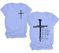 Camiseta Jesus The Way The Truth The Life, The Way The Truth The Life, camiseta Christian Jesus para mujer y hombre, Azul (carolina blue), S