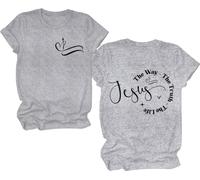 Camiseta Jesus The Way The Truth The Life, The Way The Truth The Life, para mujer y hombre, gris, XXL
