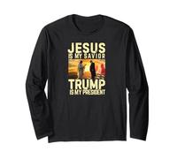 Camiseta Jesus Trump - Jesus Is My Lord Savior Trump My President Manga Larga