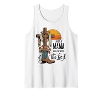Camiseta Just a Mama Walkin' with the Lord Western Cross Sunset Camiseta sin Mangas