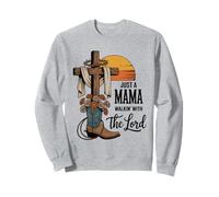 Camiseta Just a Mama Walkin' with the Lord Western Cross Sunset Sudadera
