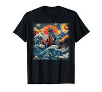 Camiseta Kaiju Monstruo Japonés Van Gogh Noche Estrellada Camiseta