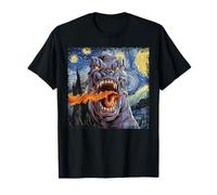 Camiseta Kaiju Monstruo Japonés Van Gogh Noche Estrellada Camiseta