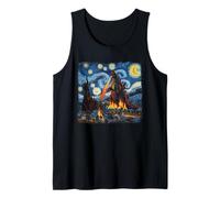 Camiseta Kaiju Monstruo Japonés Van Gogh Noche Estrellada Camiseta sin Mangas