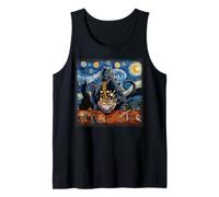 Camiseta Kaiju Monstruo Japonés Van Gogh Noche Estrellada Camiseta sin Mangas