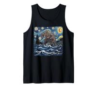 Camiseta Kaiju Monstruo Japonés Van Gogh Noche Estrellada Camiseta sin Mangas