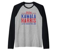 Camiseta Kamala Harris 2024, Camiseta Let's Finish The Job, Kama Camiseta Manga Raglan