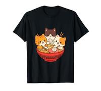 Camiseta Kawaii Cute Anime Cats Otaku Japan Ramen Noodles Camiseta