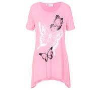 Camiseta larga con bajo irregular y estampado de mariposas 44/46