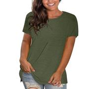 Camiseta larga para mujer, informal, de algodón, de color liso, cuello redondo, manga corta, camisas sueltas, camisetas holgadas, camisetas holgadas para mujer, camisetas 5X, Gn2., M