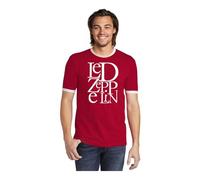 Camiseta Led Zeppelin, Banda, Grupo, música Rock, Concierto, Festival (FR/ES, Letras, M, Regular, Regular, Rojo-Blanco)