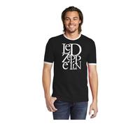 Camiseta Led Zeppelin, Banda, Grupo, música Rock, Concierto, Festival (FR/ES, Letras, S, Regular, Regular, Negro-Blanco)