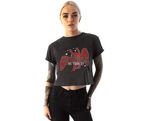 Camiseta Led Zeppelin Icarus Tour 77 Amplified Mujer Charcoal Band Cropped Top